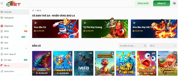 Sản phẩm đa dạng với giao diện đẹp mắt, sống động tại Bbet